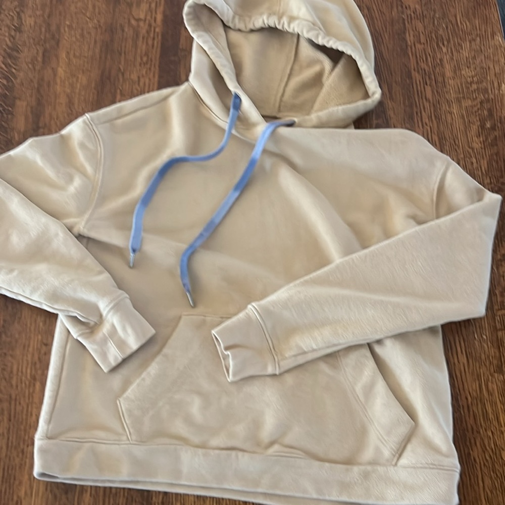 Madewell Camel Tan Organic Cotton Dip-Dye Drawstring Hoodie Sweatshirt SZ XXS